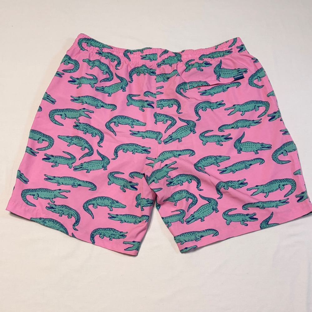 Chubbies Swim Trunks Men's 2XL Pink Green Alligator Print 8"Beach Shorts - Picture 4 of 5